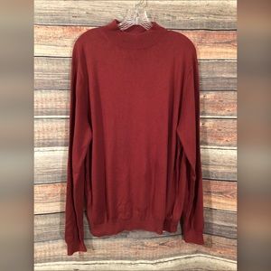 Paul Fredrick Mens XL Burgundy Mock Neck Cotton Silk Cashmere Sweater
